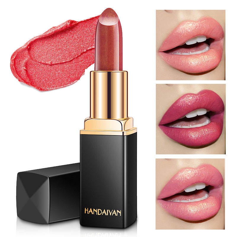 Shiny Metallic Lipstick Pearlescent Color Temperature Change Lipstick Gilt Lipstick -