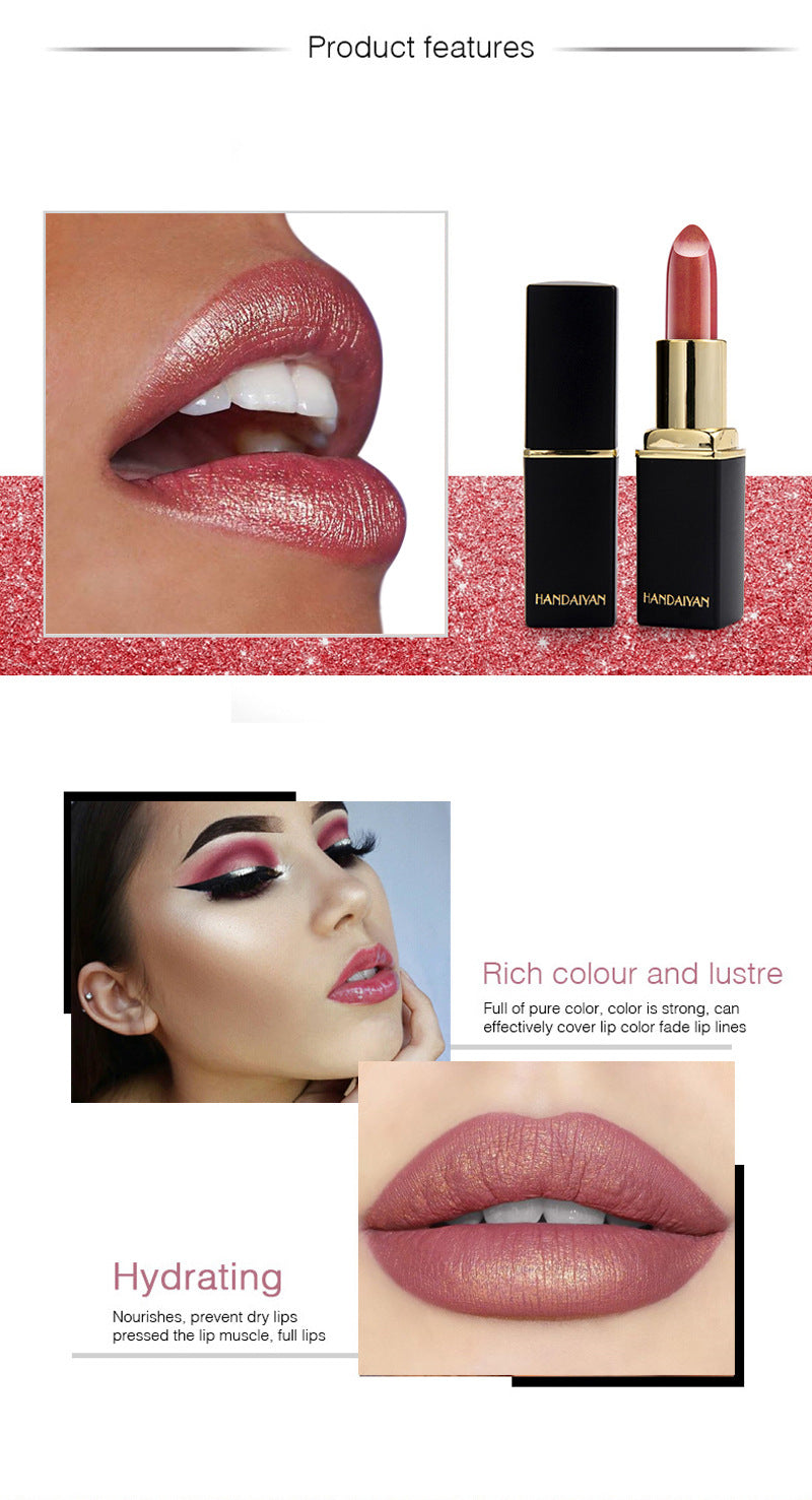 Shiny Metallic Lipstick Pearlescent Color Temperature Change Lipstick Gilt Lipstick -