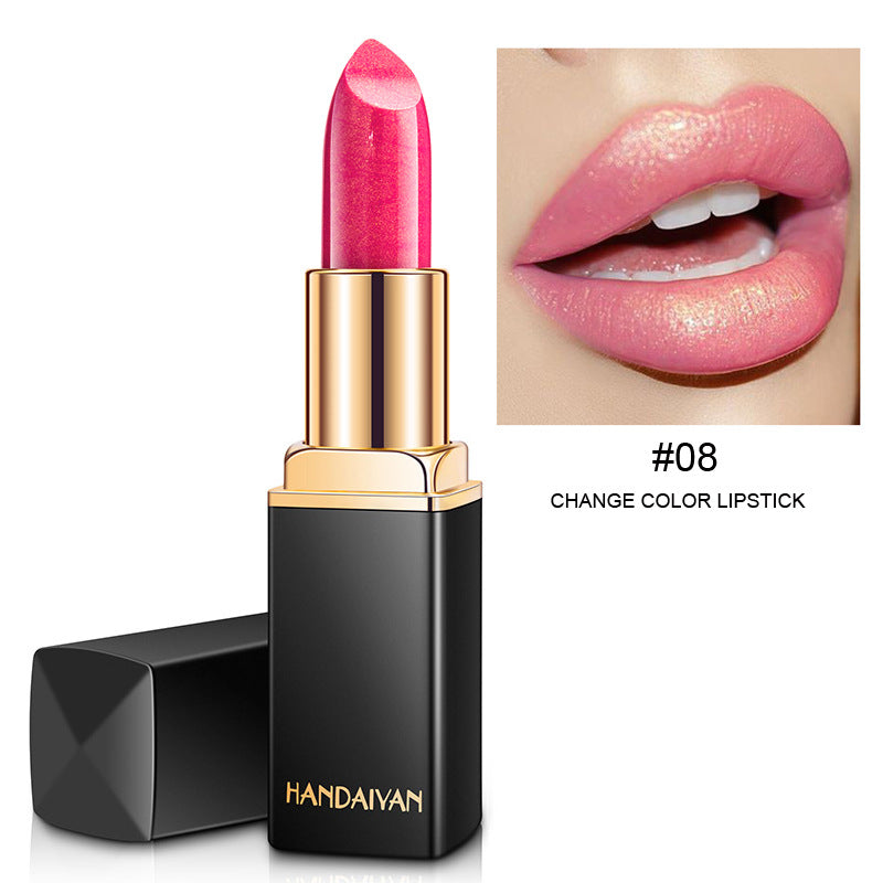 Shiny Metallic Lipstick Pearlescent Color Temperature Change Lipstick Gilt Lipstick -