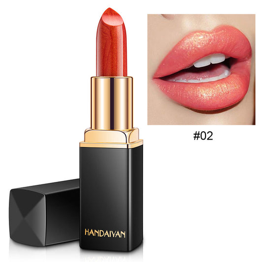 Shiny Metallic Lipstick Pearlescent Color Temperature Change Lipstick Gilt Lipstick -