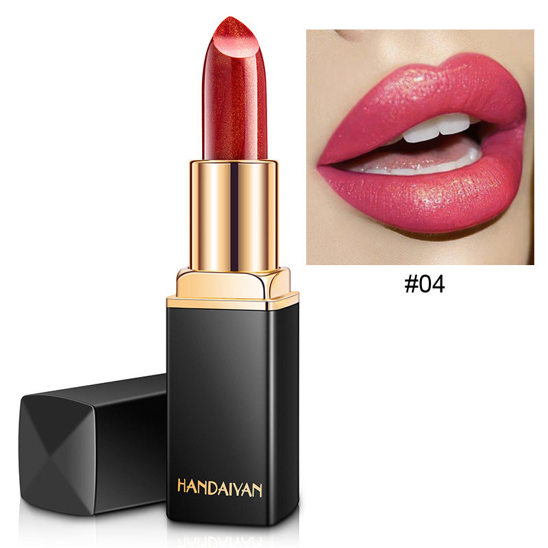 Shiny Metallic Lipstick Pearlescent Color Temperature Change Lipstick Gilt Lipstick -