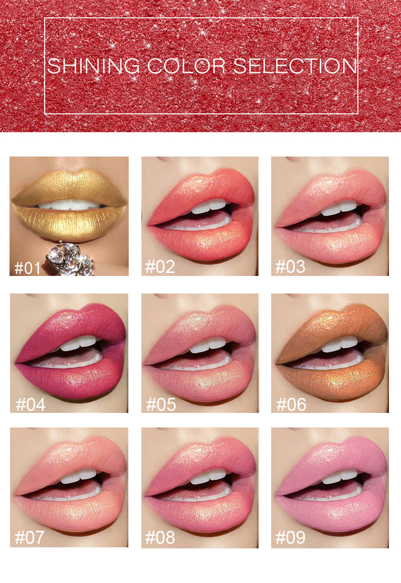 Shiny Metallic Lipstick Pearlescent Color Temperature Change Lipstick Gilt Lipstick -