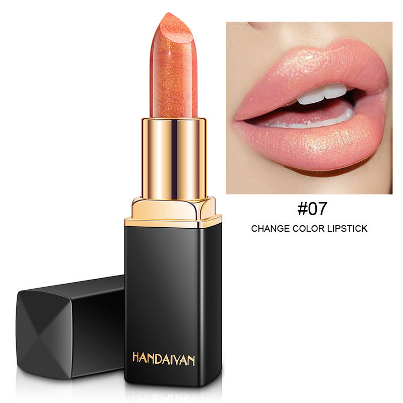 Shiny Metallic Lipstick Pearlescent Color Temperature Change Lipstick Gilt Lipstick -