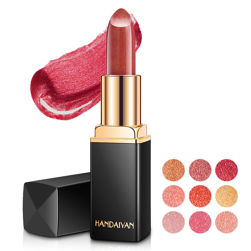 Shiny Metallic Lipstick Pearlescent Color Temperature Change Lipstick Gilt Lipstick -