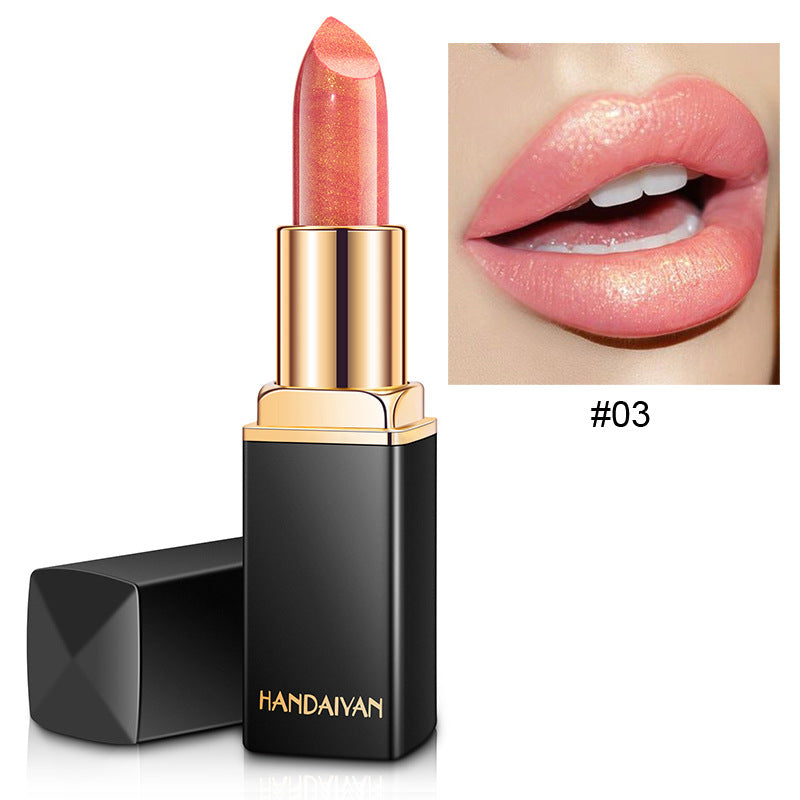 Shiny Metallic Lipstick Pearlescent Color Temperature Change Lipstick Gilt Lipstick -