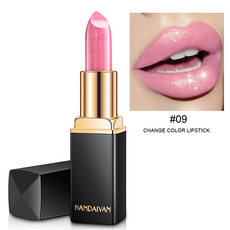 Shiny Metallic Lipstick Pearlescent Color Temperature Change Lipstick Gilt Lipstick -