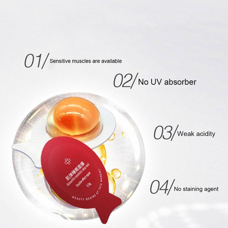 "Revitalize Your Skin with 3.5G * 5Pcs Deep Moisturizing Sleep Mask - Hydrating, Pore-Shrinking, and Skin-Brightening Egg Mask for a Radiant Complexion!"