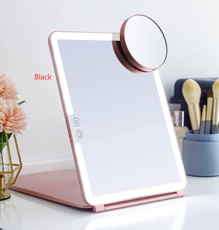 Large Cosmetic Mirror With Light Portable Make-up Rechargeable Folding Makeup