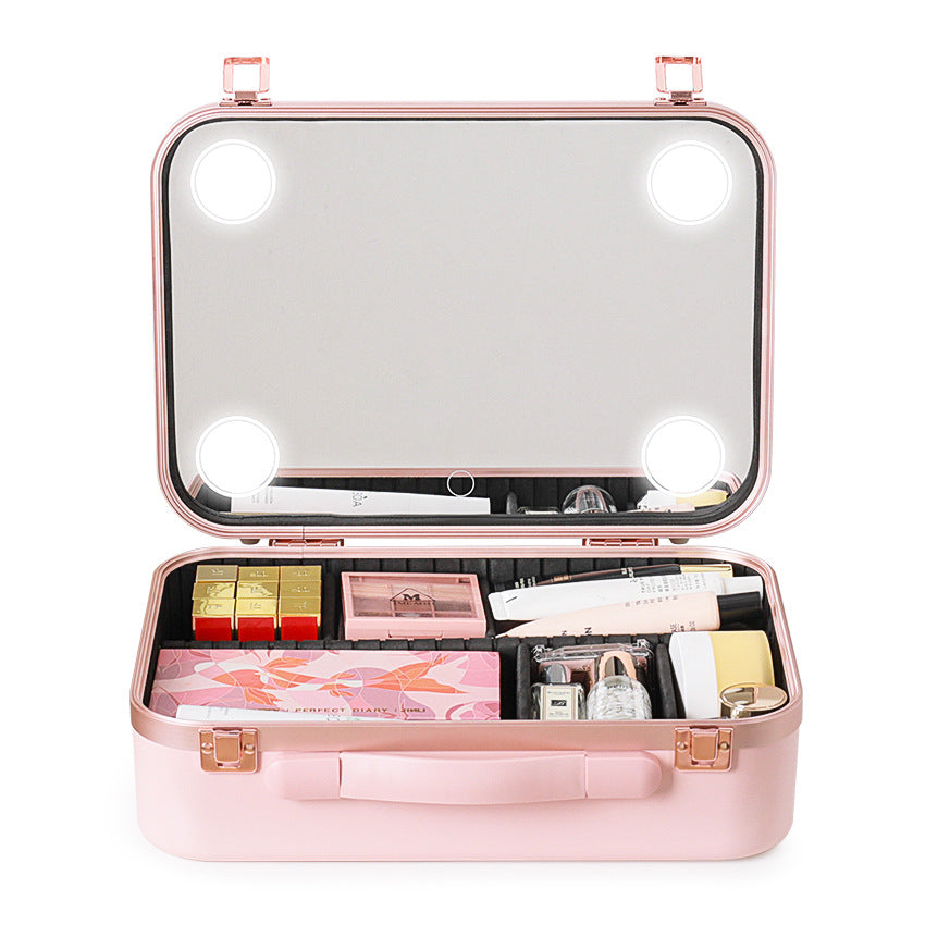 Fashionable Large Capacity Cosmetic Case With Light